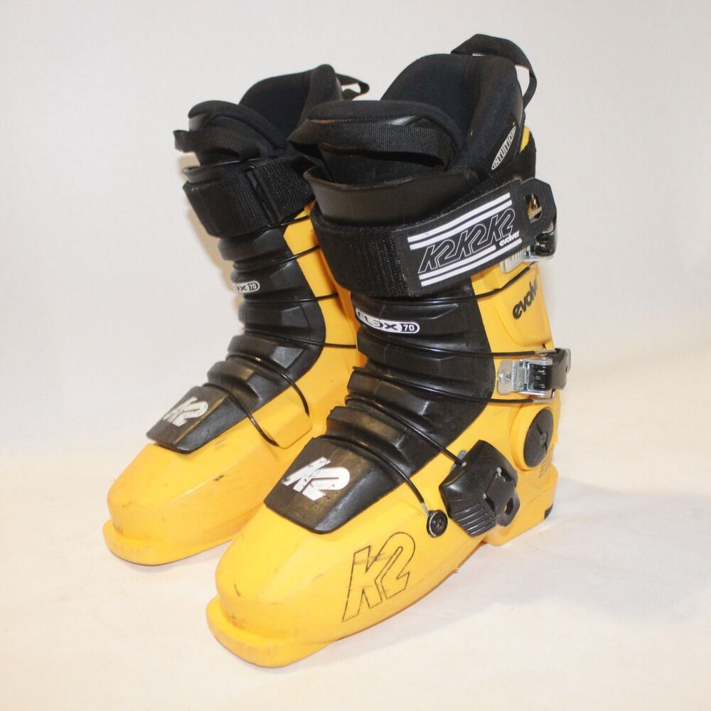 K2 EVOLVER Full Tilt 3-Piece Park Freestyle Alpine Yellow Ski Boots MP 25.5